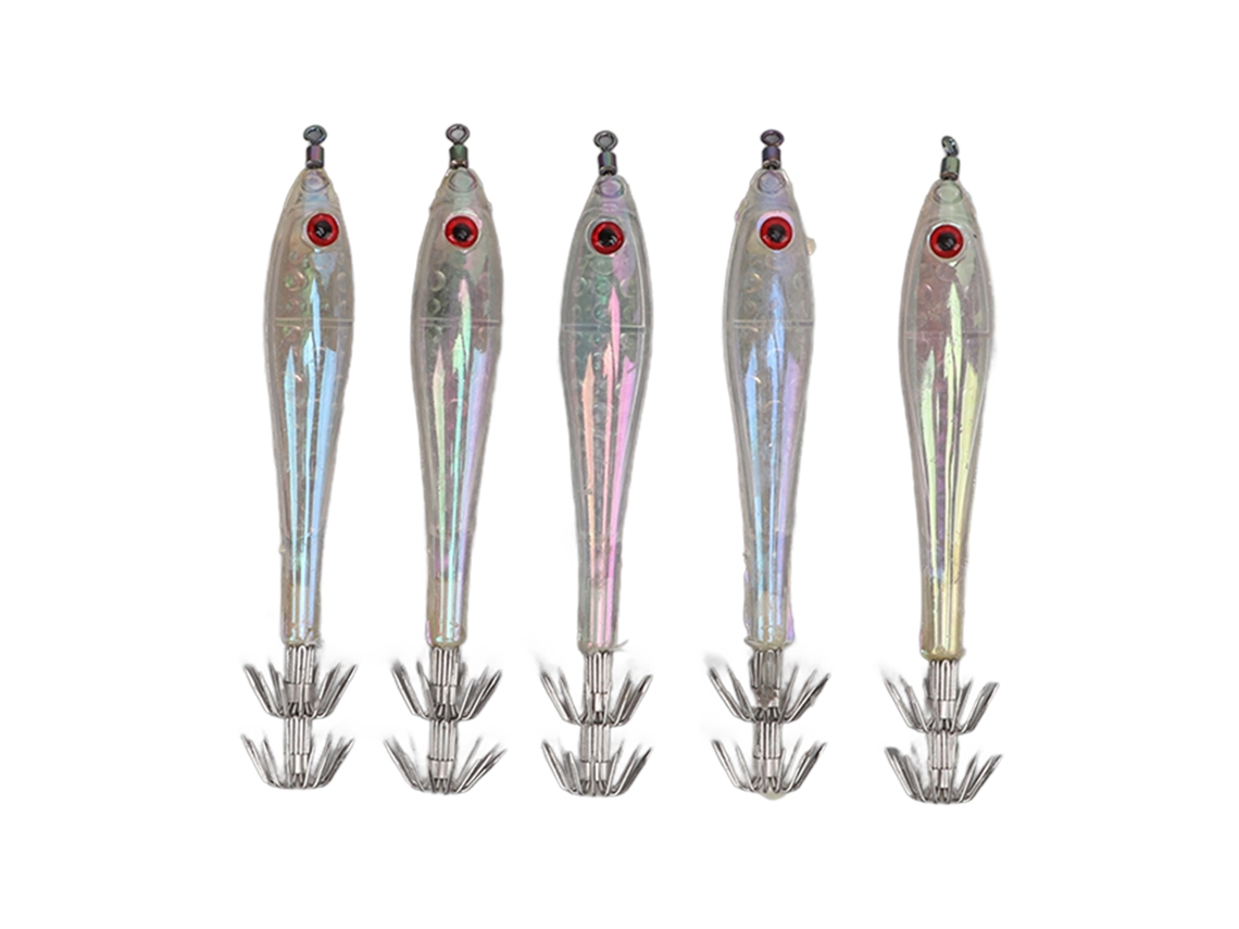 Hard Bait Imitation Squid Transparent White 5pcs Squid Hook Octopus Hook