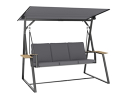 Balanço 3 Lugares 2 Bandejas Almofadas 360kg Metal Cinza