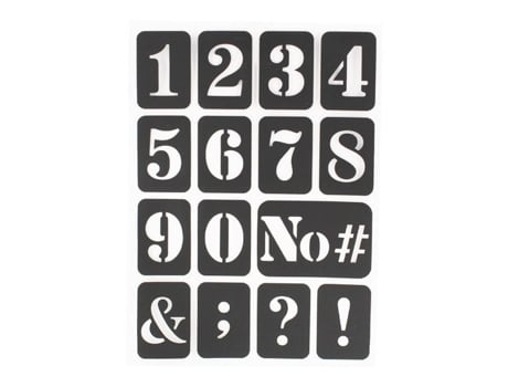 Estênceis, números, símbolos e adesivos para pintura.