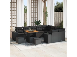Vidaxl Conjunto De Sofá De Jardim 12 Unid. Preto Vime Pe