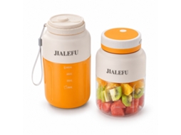 Liquidificadora Portátil Recarregável Jialefu, 38 Lâminas, Copo 1300 Ml, 2 Tampas, Bege