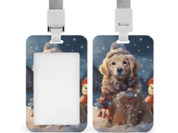 Porta Crachá De Natal Com Um Cachorrinho Fofo E Boneco Neve À Prova D Água, Com Janela Protetora