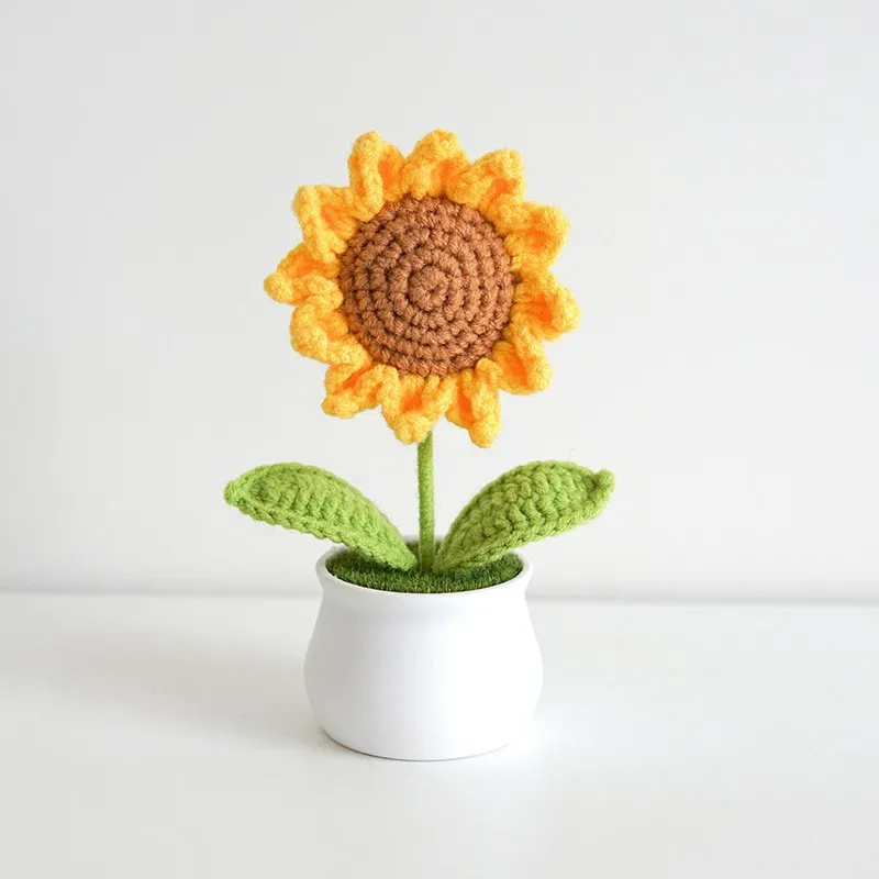 (1 Peça) Vaso De Crochê Fofo, Decoração De Casa Para Plantas Feita À Mão Em Crochê
