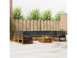 Vidaxl Conjunto De Sofás Para Exterior 10 Unid. Natural E Antracite
