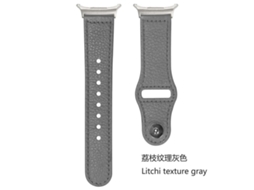 Bracelete para Samsung Galaxy Watch Ultra XIAOMOYU em couro com fivela reversa e rebite textura de lichia cinza