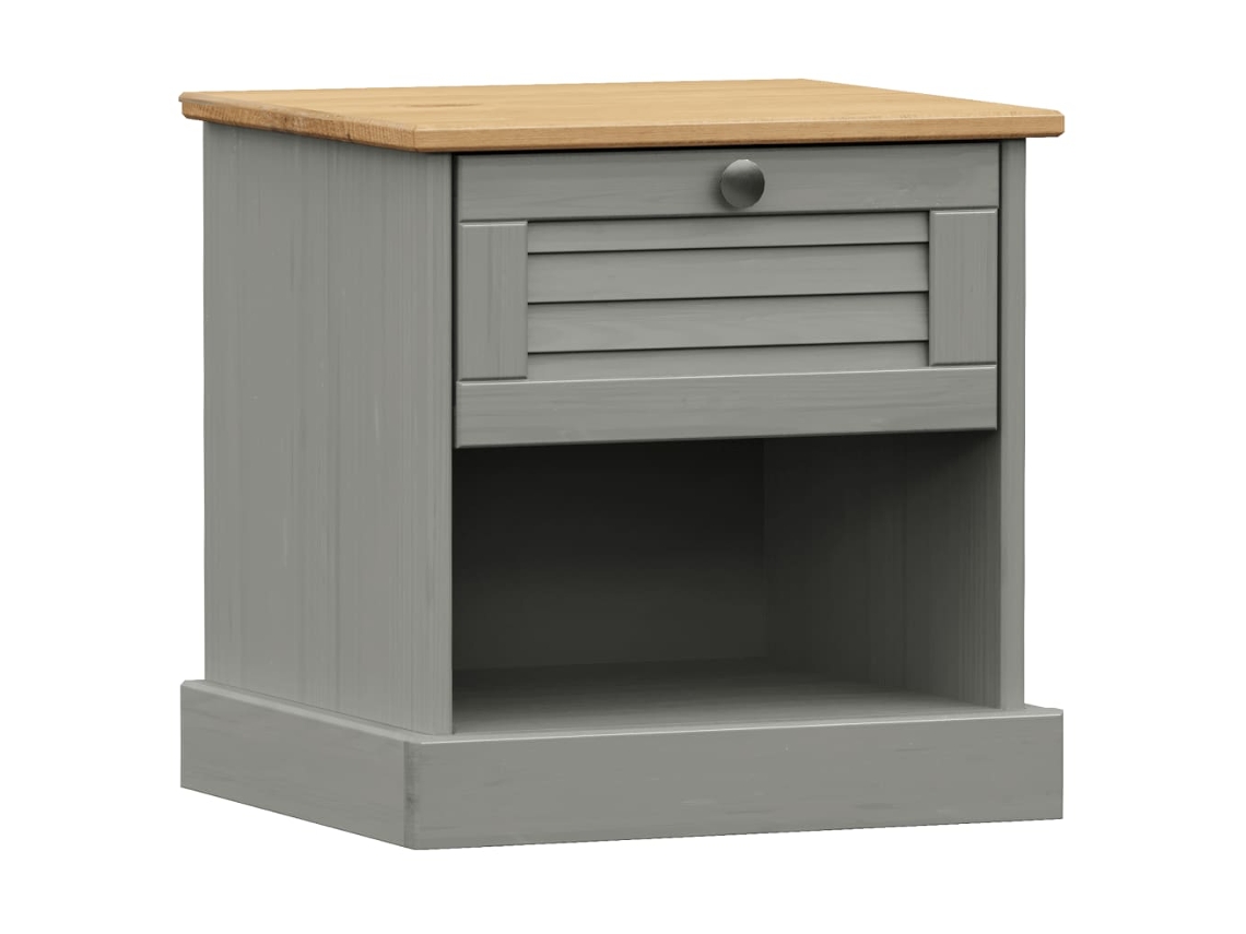 Mesa de cabeceira VIGO VIDAXL pinho maciço cinzento (42x35x42 cm)