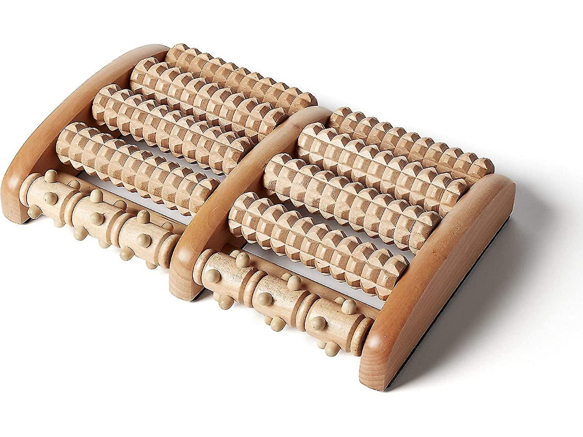 Alívio Da Dor Nos Pés Com Acupressão E Rolos Múltiplos - Rolo Duplo De Madeira Para Os Pés - Alivia Fascite Plantar, Calcanhar E Arco