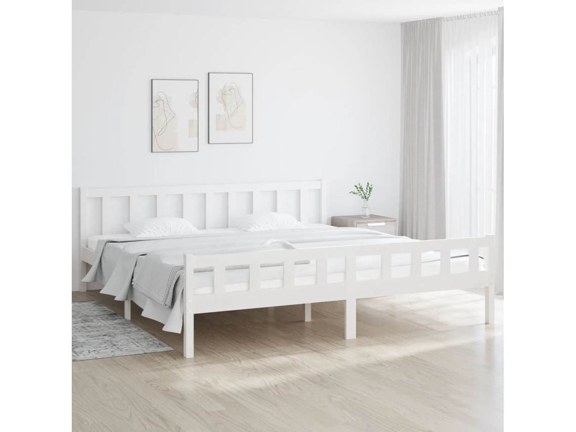 Estrutura De Cama 160x200 Cm Madeira Maciça Branco