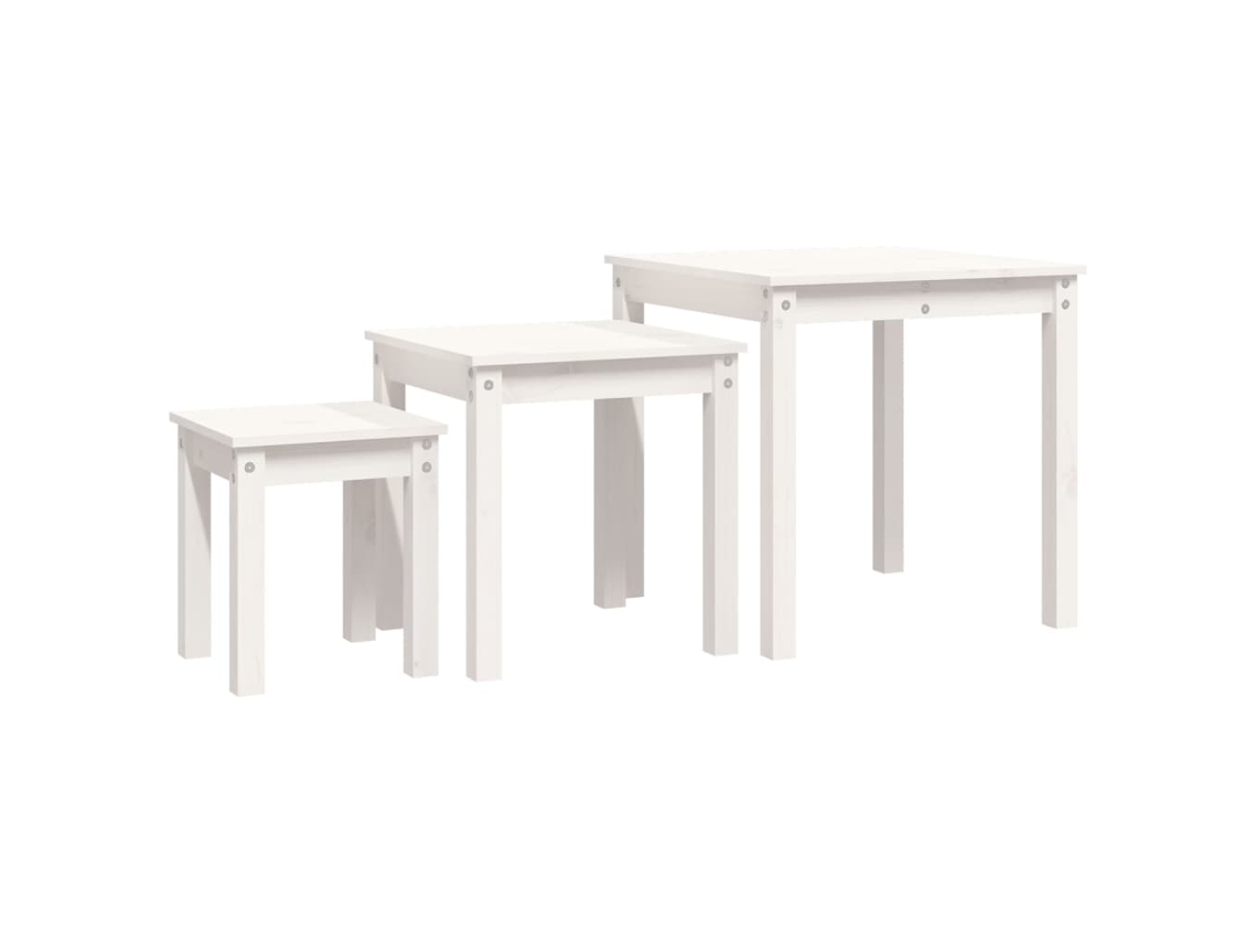 Conjunto 3 Mesa de encastrar VIDAXL Branco Madeira (55x55x55 cm)
