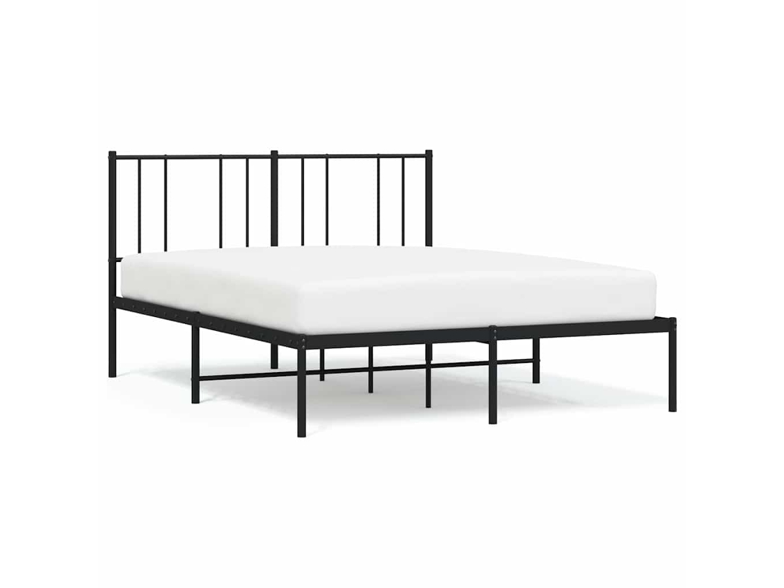 Estrutura de Cama em Metal com Cabeceira Preto MAISON EXCLUSIVE 150x200 cm