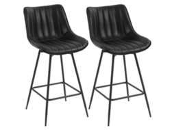 Conjunto de 2 bancos de bar giratórios BTFORUS com encosto curvado e apoio de pés em PU (47x54.5x97.5cm) preto