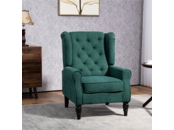 Poltrona Para Sala De Estar Em Estilo Francês Com Assento Estofado E Almofadas, Poliéster, 74x86x102 Cm, Verde Escuro