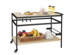 Carrinho De Jardim Para Alimentos, Feito De Madeira Ripada E Aço. Inclui Prateleira E Alça. 107x65x80 Cm.