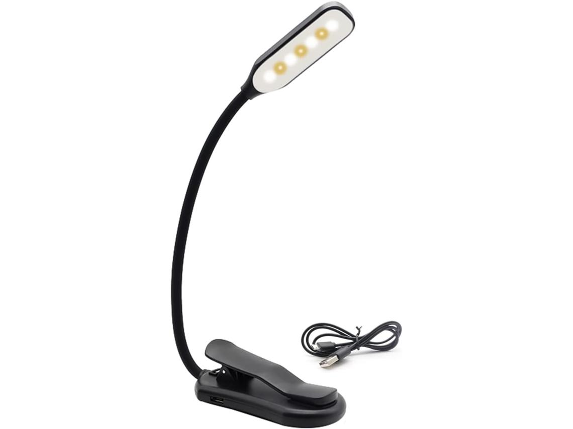 Mini Luminária De Leitura Recarregável Com 7 Leds, 3 Níveis De Intensidade Branco Quente E Frio Flexível, Fácil De