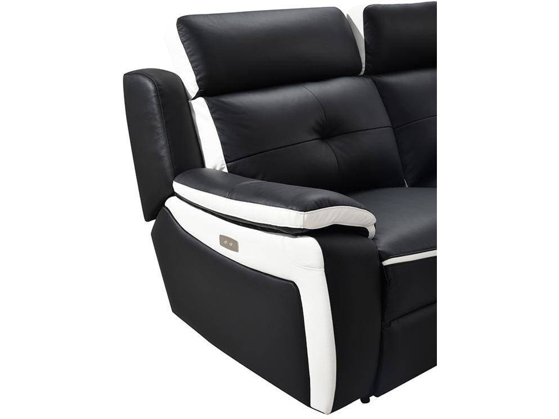 Sofá Relax Angelique VENTEUNIQUE (Preto e Branco Pele 158x97x103