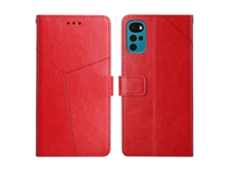 Capa De Couro Com Costura Em Y E Design Flip Horizontal Para Motorola Moto G22