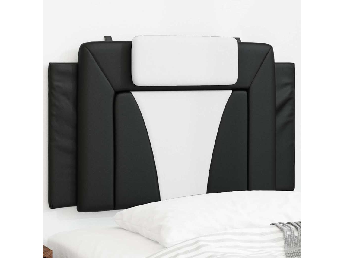 Vidaxl Almofadão De Cabeceira Viana 80 Cm Couro Artificial Preto E Branco