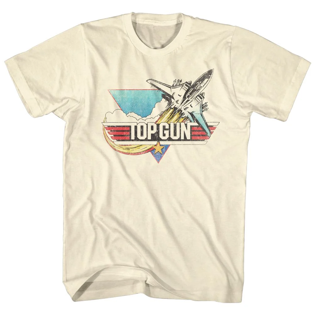 Rockinstone Top Gun Movie Fade Solid Natural Adult T-shirt Size:s