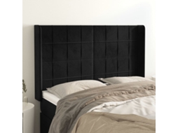 Vidaxl Cabeceira De Cama C/ Abas Veludo 147x16x118/128 Cm Preto