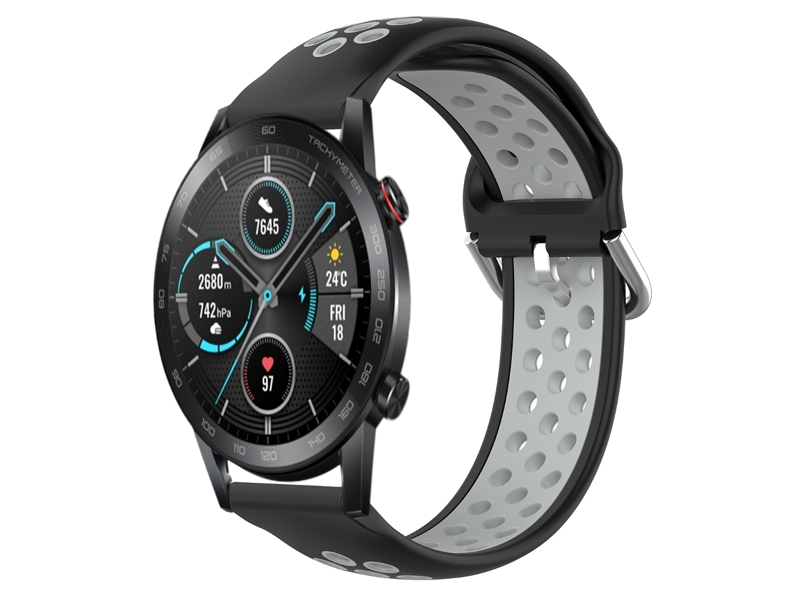 Bracelete de Smartwatch para Huawei Honor Magic Watch 2 46mm 22mm Fecho esportivo de duas cores (preto + cinza)