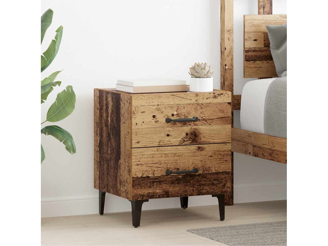 Vidaxl Armário De Cama Madeira Antiga 40 X 35 X 47,5 Cm