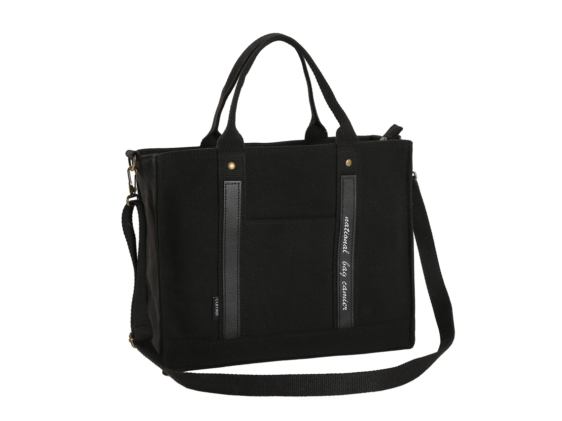 Bolsa AQUAFORGE Transversal de Lona, Tote, Zíper, Bolsos, Preta
