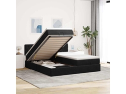 Estrutura De Cama Otomana Com Colchões 200x200cm Veludo Preto