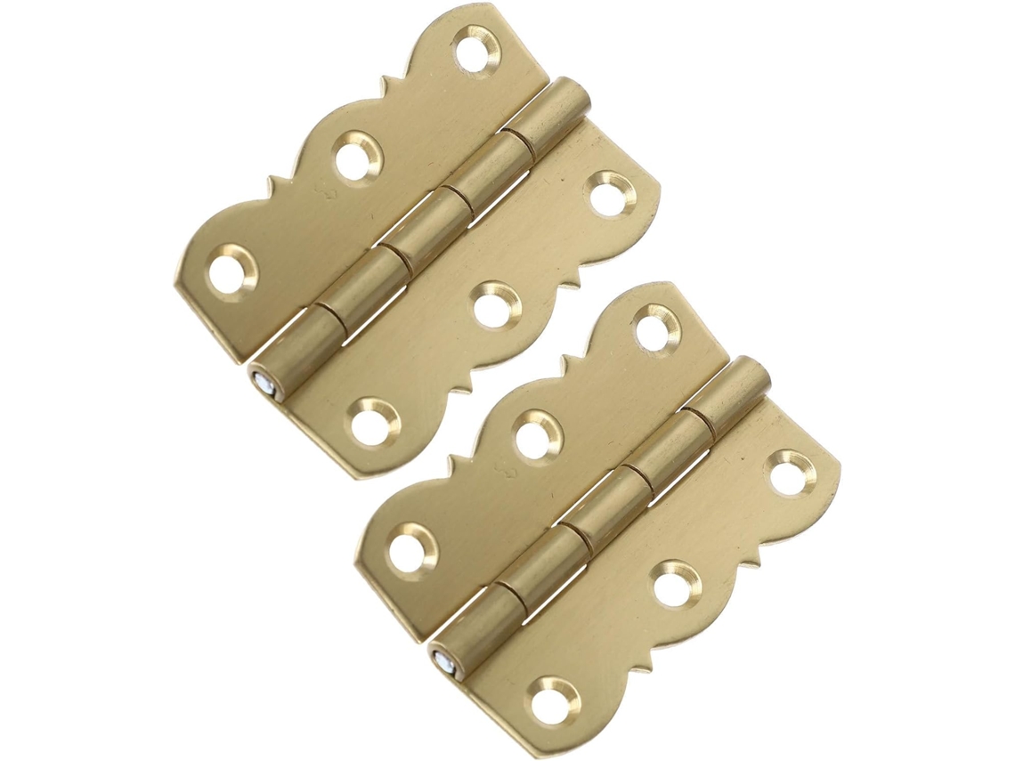 2 Dobradiças De Estante Vintage Em Latão Dourado, Ferragens Antigas Para Portas