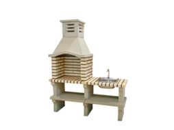 Churrasqueira ARTICIMENTOS Bbq Native - com Lava - Louça, Produzida Em Tijolo Branco e Cimento Refratário - 142x50x205cm
