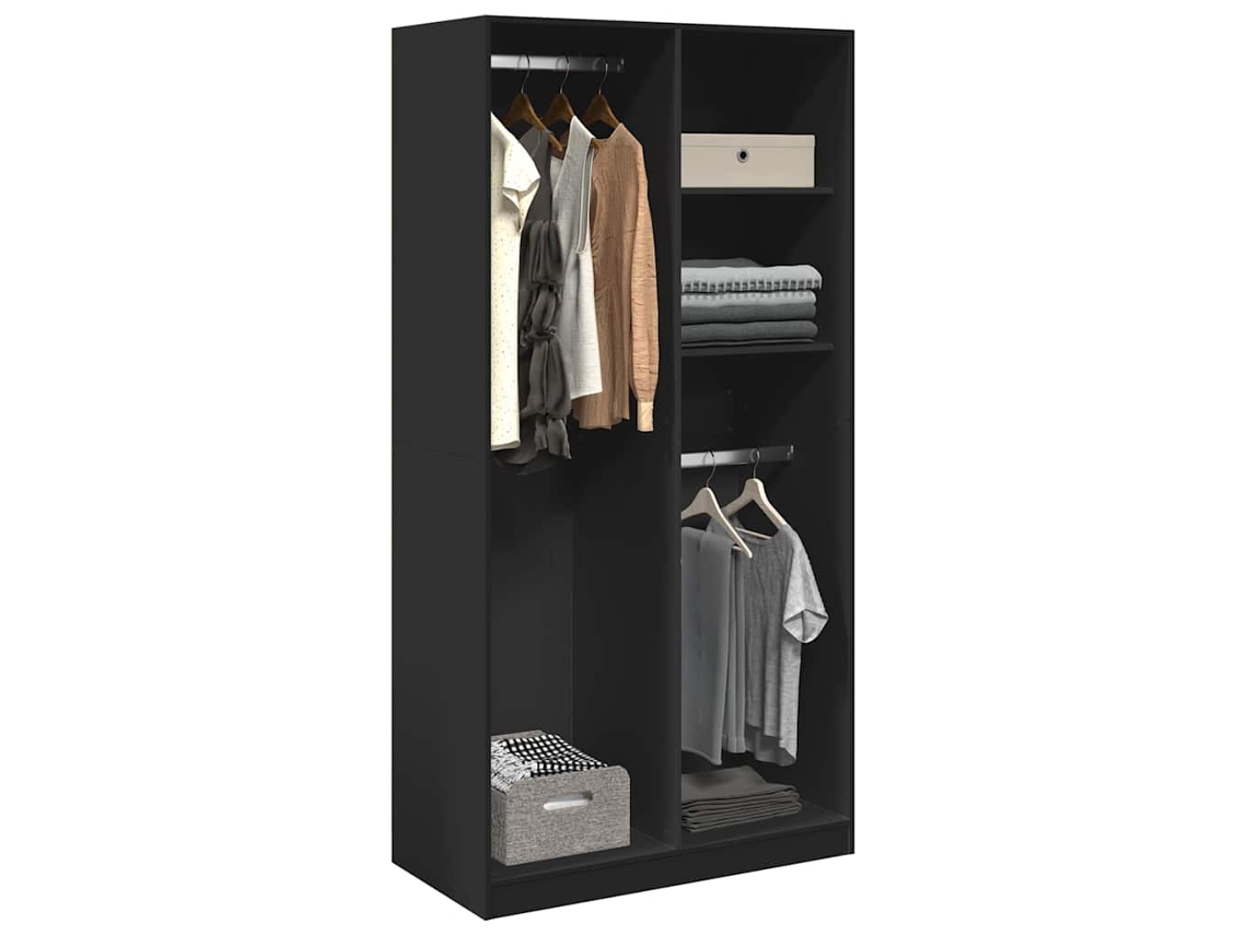 Vidaxl Roupeiro 100x50x200 Cm Contraplacado Preto