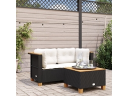 Sofás De Canto P/ Jardim C/ Almofadões 2 Pcs Vime Pe Preto Dkd Home Decor