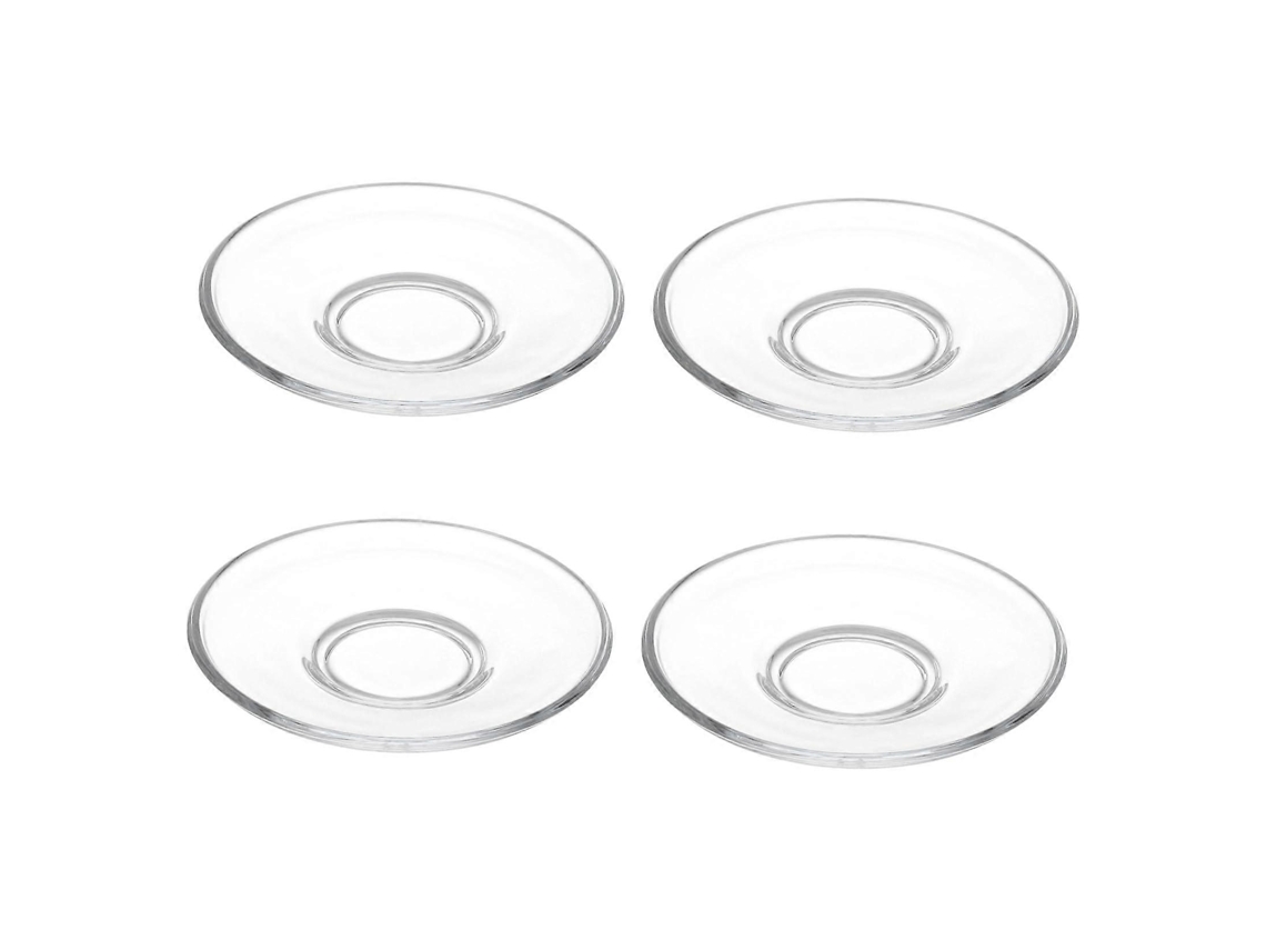 Conjunto De 4 Pires De Vidro Transparente, Pratos Redondos Para Sobremesa, Café, Chá E Lanches. Resistentes E Duráveis.