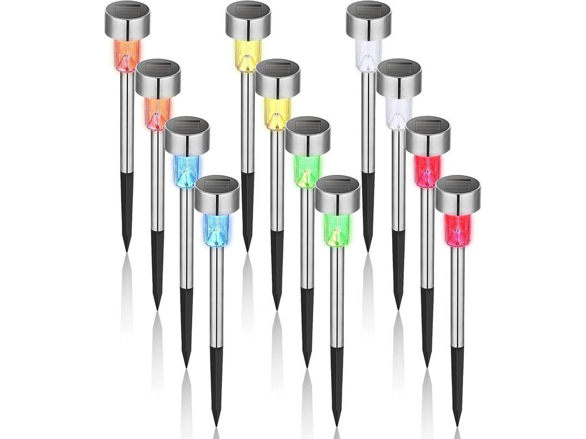 Luzes Solares LED Coloridas 12 Sem Fio Jardim 4.5*29.5cm Nova Line