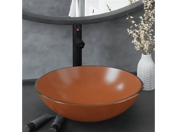 Vidaxl Lavatório Torneira Válvula Click-clack Vidro Temperado Castanho