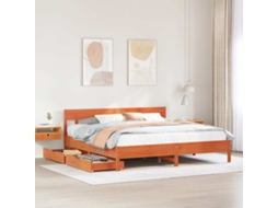 Cama Sem Colchão 200x200 Cm Pinho Maciço Castanho-mel