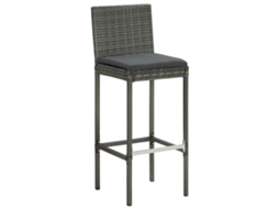 Maison Exclusive - Bancos De Bar Com Almofadões 6 Pcs Vime Pe Cinzento