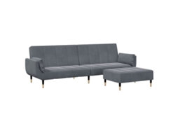 Sofá cama 2 Lugares com Apoio de Pés Veludo Cinzento Escuro MAISON EXCLUSIVE