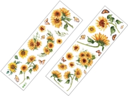 Folhas De Adesivos De Parede Removíveis, Adesivos Decorativos Com Desenhos De Girassol.