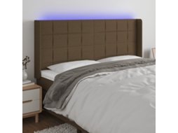Cabeceira De Cama | Painel De Cama C/ Luzes Led Tecido 163x16x118/128cm Castanho