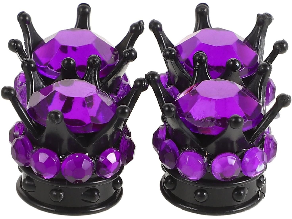 Tampas De Válvulas De Pneus De Caminhão Em Abs E Cobre Com Strass Roxo.