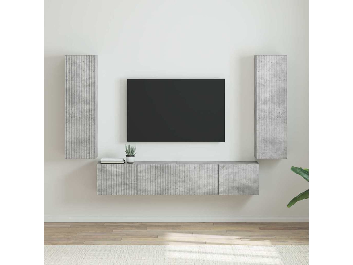 Vidaxl Armário De Tv De Parede 2 Unid. Concreto Derivados De Madeira