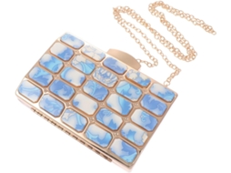 Clutch Quadrada Elegante De Porcelana Azul, Peça Única, Ideal Para Casamentos, Festas E Eventos Noturnos.