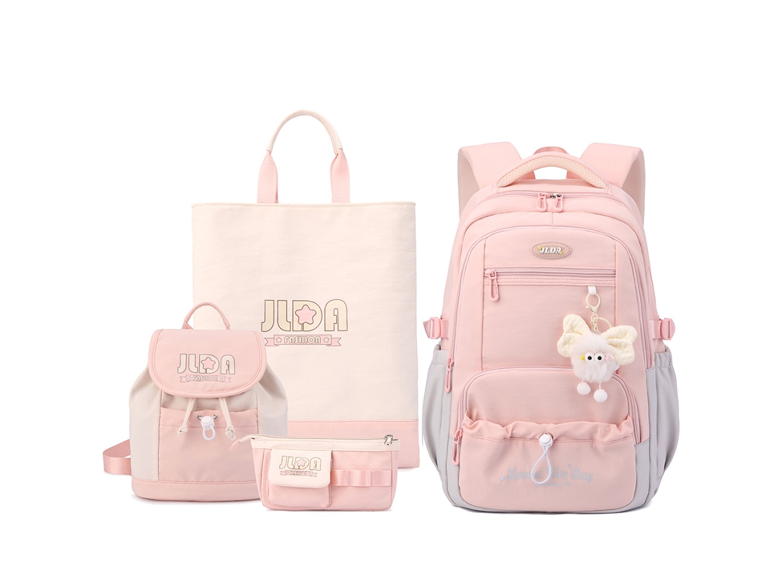 Mochila Multifuncional, Elegante E Resistente À Água Para Adolescentes (4 Peças) Rosa Hexinyigjly