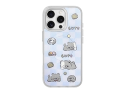 Tkdaddy Para Iphone 16 Pro Max Capa Magnética Tpu Pc Telefone Capa Com Placa Traseira Removível Urso De Biscoito Azul Prata