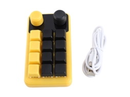 Teclado Mecânico Programável de uma Mão 12 Teclas com Dobro Knob Switch Vermelho Rgb para Jogos e Escritório