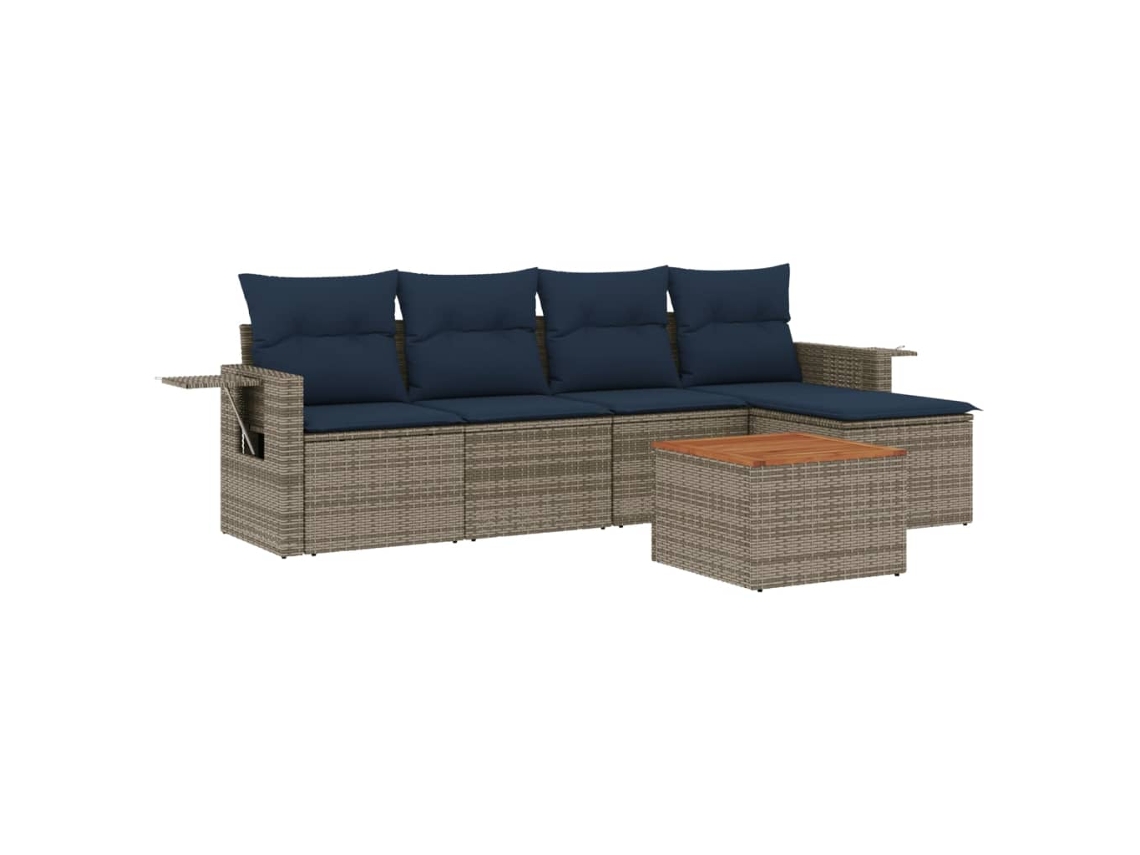 Conjunto de Sofá de Jardim, 6 Peças, Almofadas, Rattan Cinza MAISON EXCLUSIVE