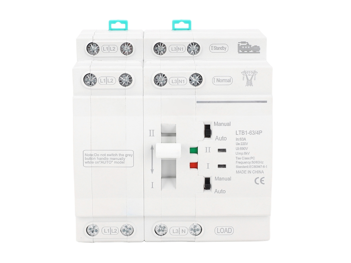 Seletor de Transferência Automática de Dupla Energia 4p 63a Ats Din Rail 35mm Energia Ininterruptível