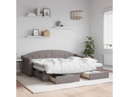 Sofá Cama De Solteiro Com Gavetas Gavetão Cinza Acastanhado Lovely Home Madeira Tecido Cinzento (80x200)