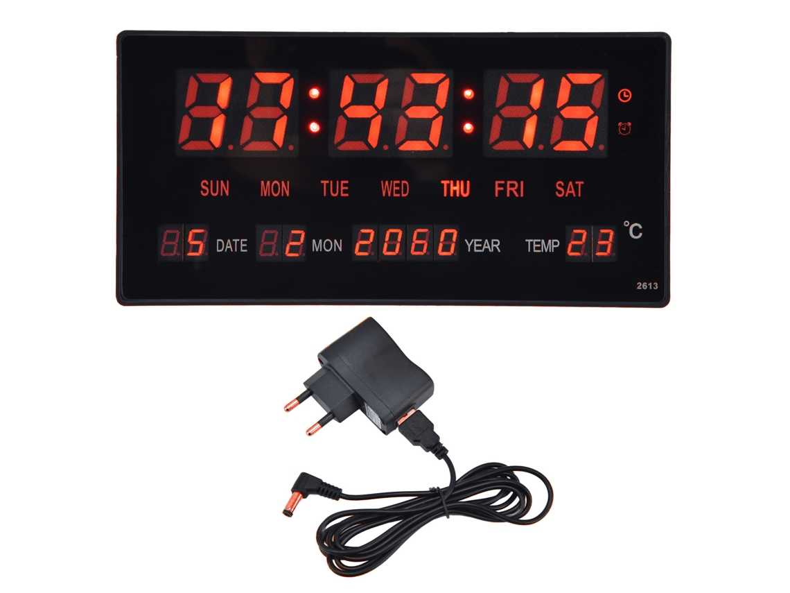 Reloj Digital De Pared Led Simple Con Calendario, Reloj De Mesa Para Dormitorio, Oficina, 100‑240v Enchufe Eu
