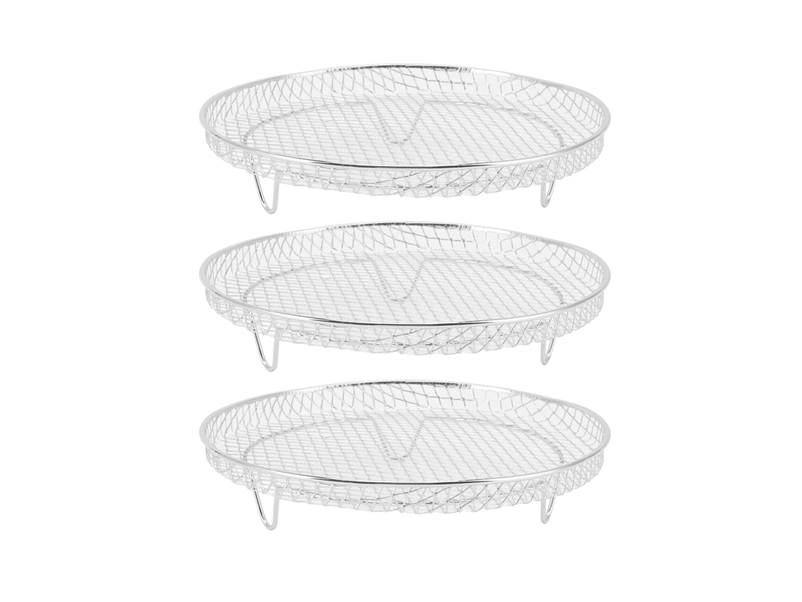 Conjunto De 3 Grelhas Empilháveis​​ De Aço Inoxidável De Qualidade Alimentar Para Fritadeira A Ar, Ideais Para Secar Frutas E Carnes